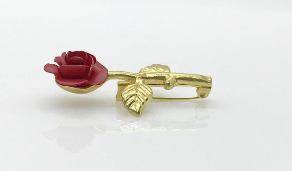 Vintage Open Red Rose Brooch - Lamoree’s Vintage