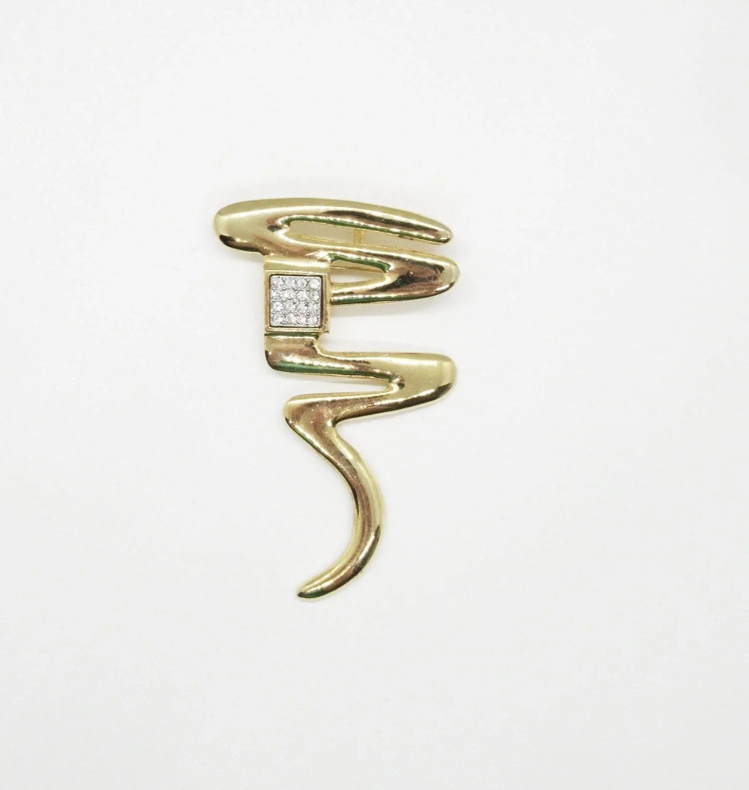 Vintage Park Lane Squiggle Brooch/Pendant With Sparkling Accents - Lamoree’s Vintage