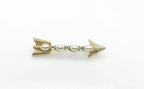 Vintage Pearl and Rhinestone Coro Arrow Brooch - Lamoree’s Vintage