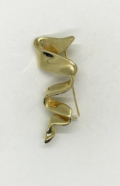 Vintage Sleek Gold Ribbon Brooch - Lamoree’s Vintage