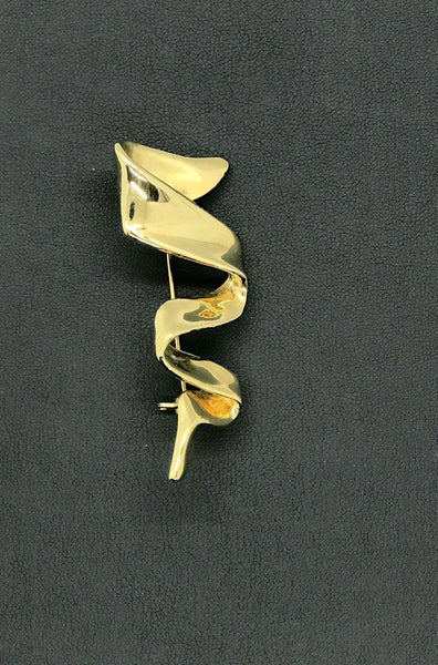 Vintage Sleek Gold Ribbon Brooch - Lamoree’s Vintage