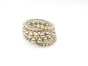 Vintage Winding Faux Pearl and Rhinestone Stretch Bracelet - Lamoree’s Vintage