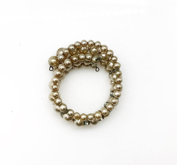 Vintage Winding Faux Pearl and Rhinestone Stretch Bracelet - Lamoree’s Vintage