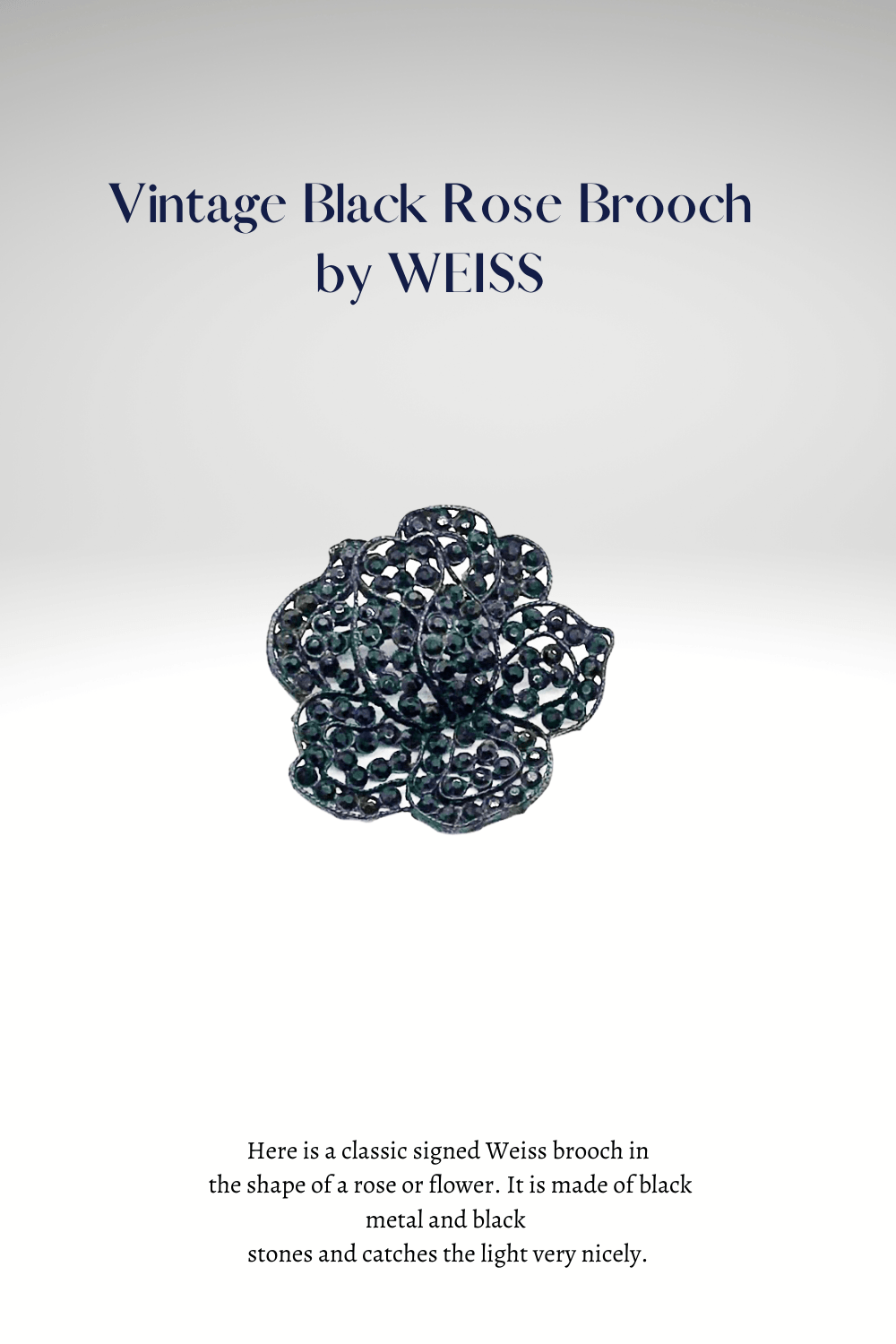 Weiss Vintage Black Rose Brooch - Lamoree’s Vintage