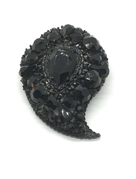 Wonderful Vintage Black Brooch in Paisley Shape - Lamoree’s Vintage
